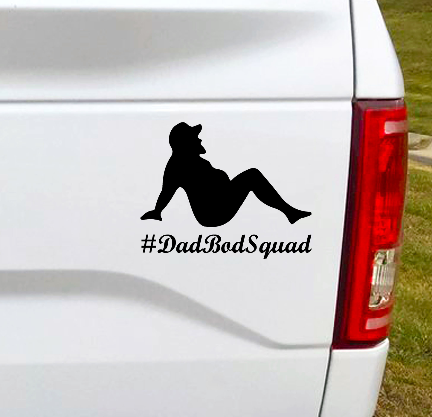 Dad Bod Squad funny car decal. Are you, or someone you know, apart of this elusive club? Get your membership vinyl emblem today. 5"W x 4"H Funny Car Decal, Car Sticker, Car Vinyl, Bumper Sticker, Vinyl Stickers, Vinyl Sticker.