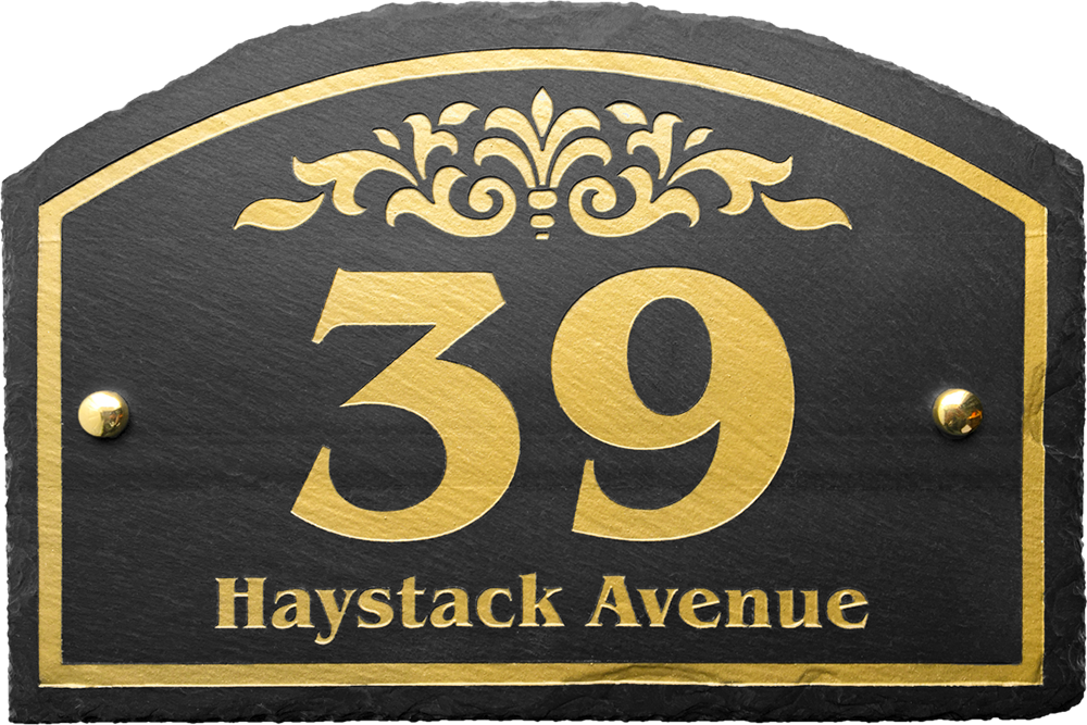 Design your own custom slate house sign! Slate color will not fade. High quality paint won't peel. Best House sign for any weather.