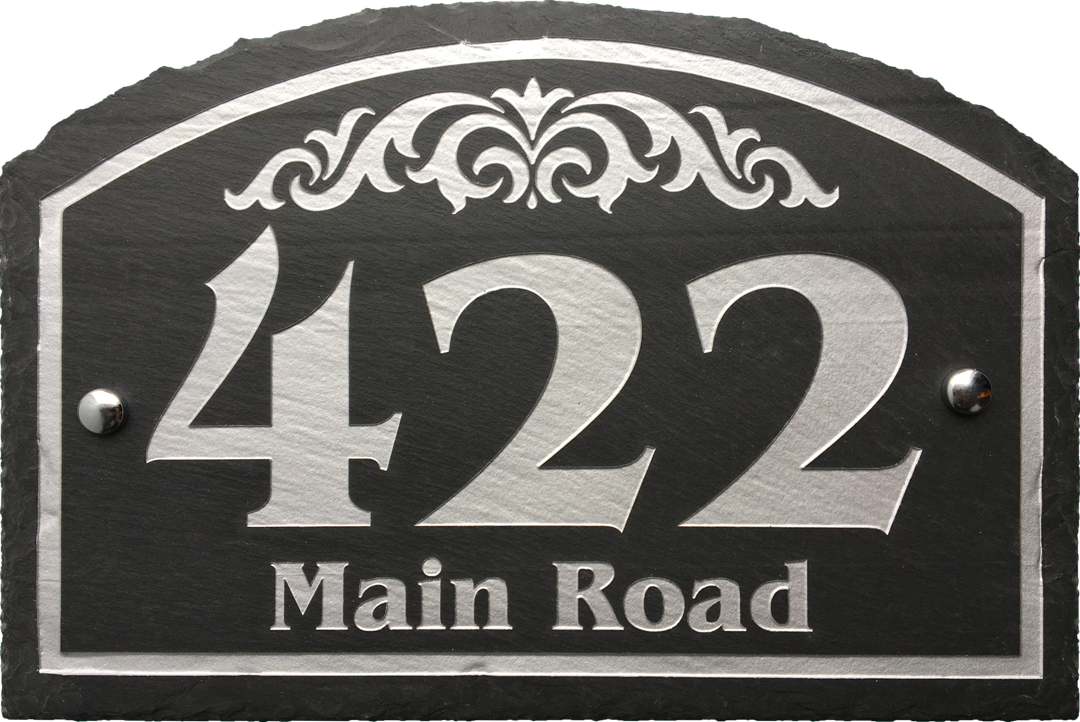 Design your own custom slate house sign! Slate color will not fade. High quality paint won't peel. Best House sign for any weather.