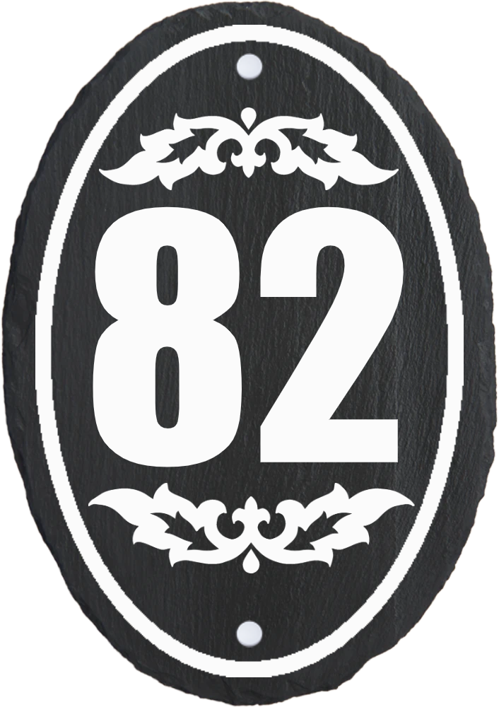 House Sign Slate Address Plaque - Vertical Oval
