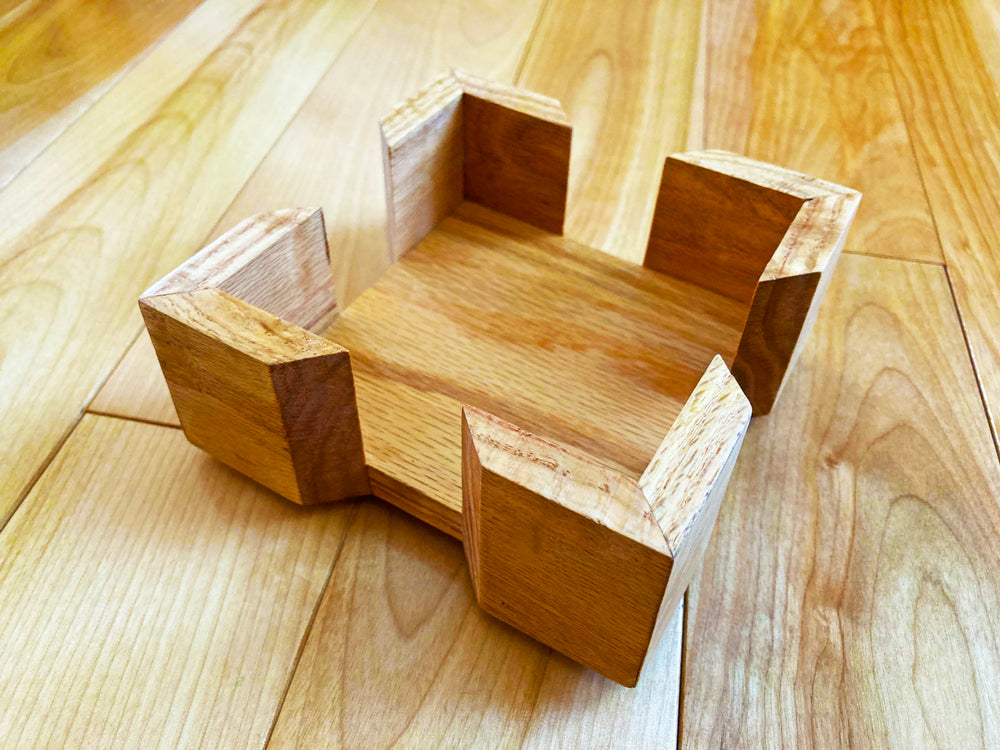 Handmade, solid oak, coaster holder.