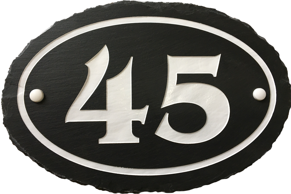Design your own custom slate house sign! Slate color will not fade. High quality paint won't peel. Best House sign for any weather.