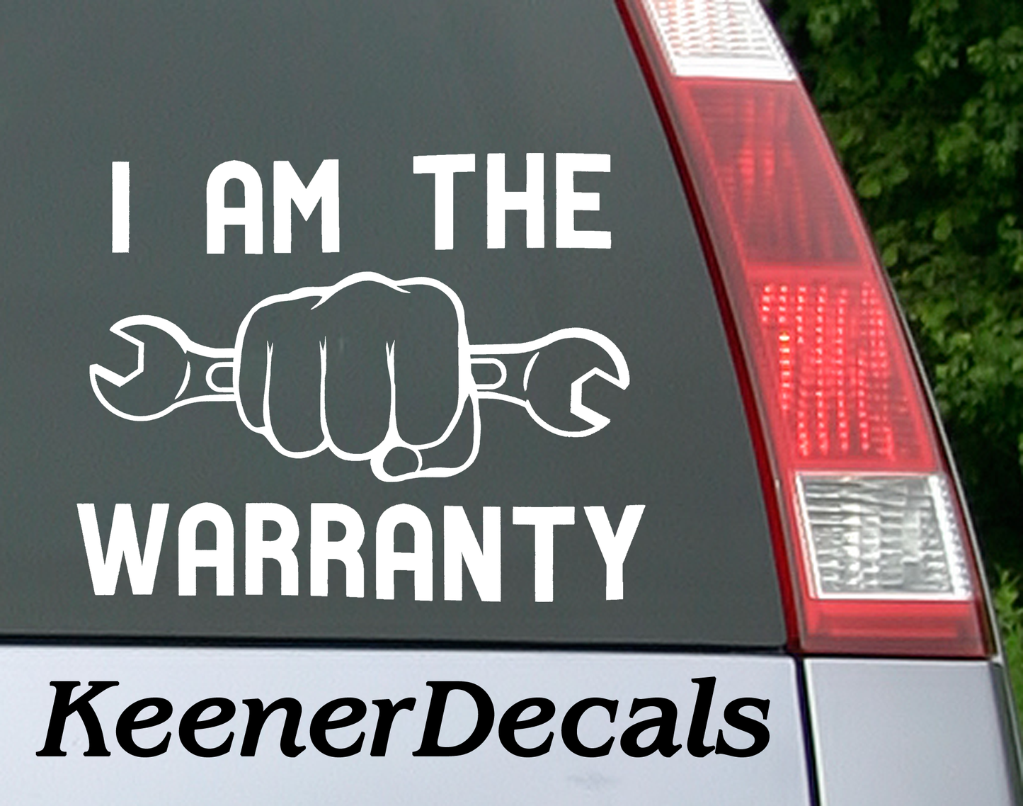 I Am The Warranty funny vinyl car decal. Great decal for that person who can fix anything.  6.5"W x 5"H Funny Car Decal, Car Sticker, Car Vinyl, Bumper Sticker, Vinyl Stickers, Vinyl Sticker.