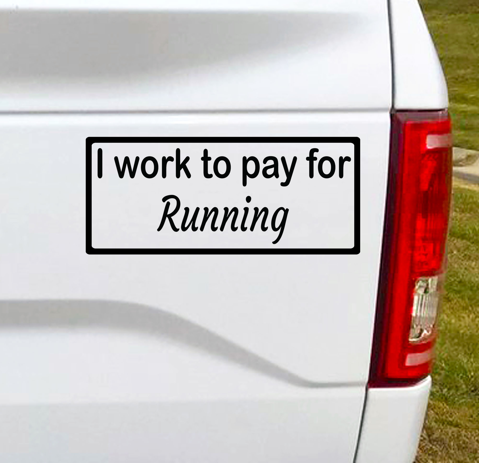 I work to pay for Running. Baseball? Football? You fill in the blank. This funny car vinyl decal bumper sticker will surely get a laugh out of your fellow drivers.  7"W x 3"H Funny Car Decal, Car Sticker, Car Vinyl, Bumper Sticker, Vinyl Stickers, Vinyl Sticker.