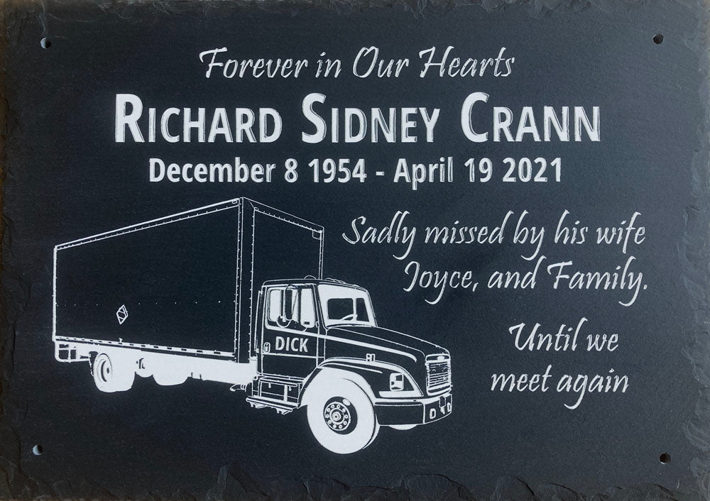 Beautifully engraved Memorial Slate Plaque Headstone is made to last. It is an interior or exterior plaque made with the highest quality exterior paint that will withstand the elements