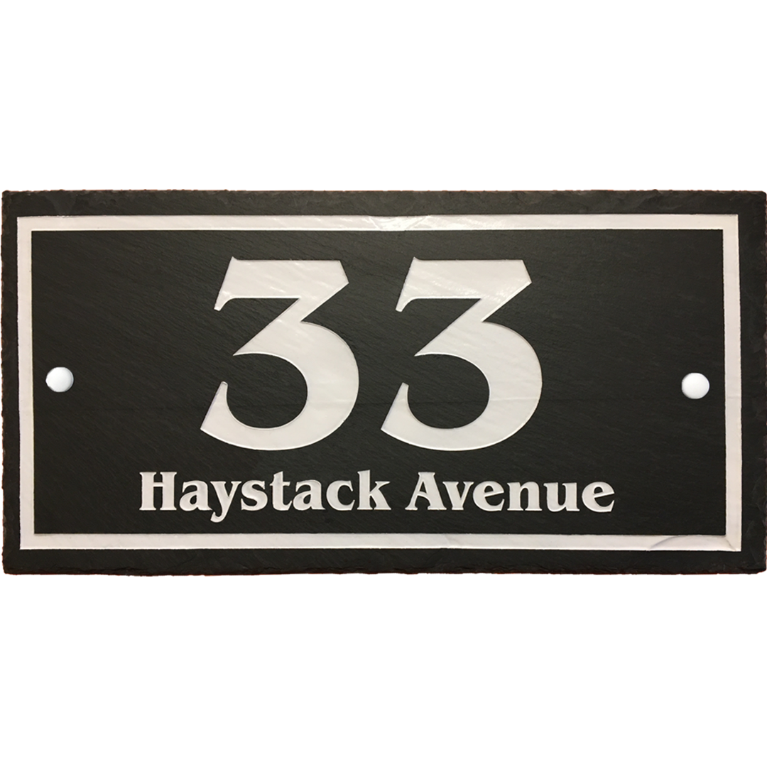 Design your own custom slate house sign! Slate color will not fade. High quality paint won't peel. Best House sign for any weather.