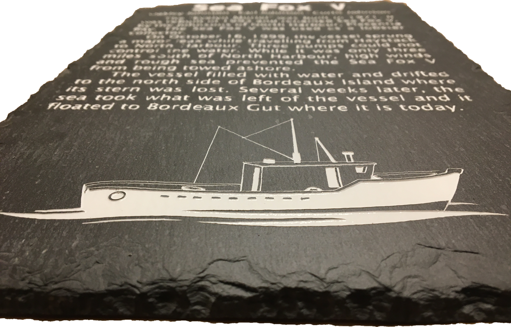 beautifully engraved Slate Plaque is made to last. It is an interior or exterior plaque with a specialty paint that will withstand the elements.