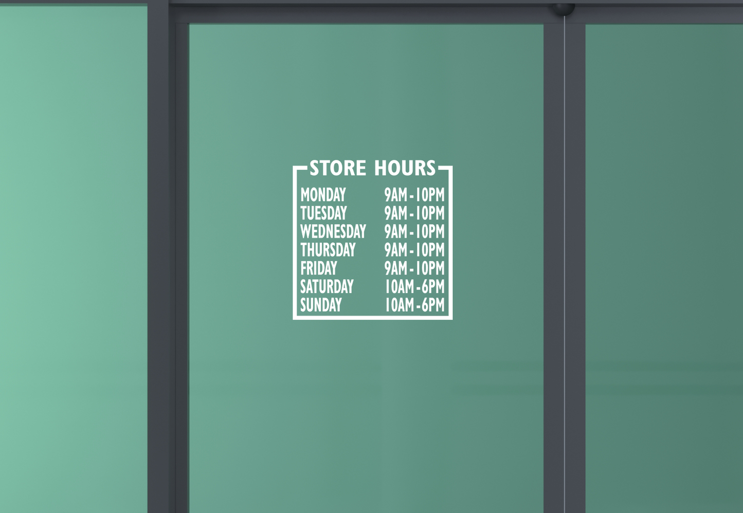 Business Hours Store Front Hours Vinyl Decal.