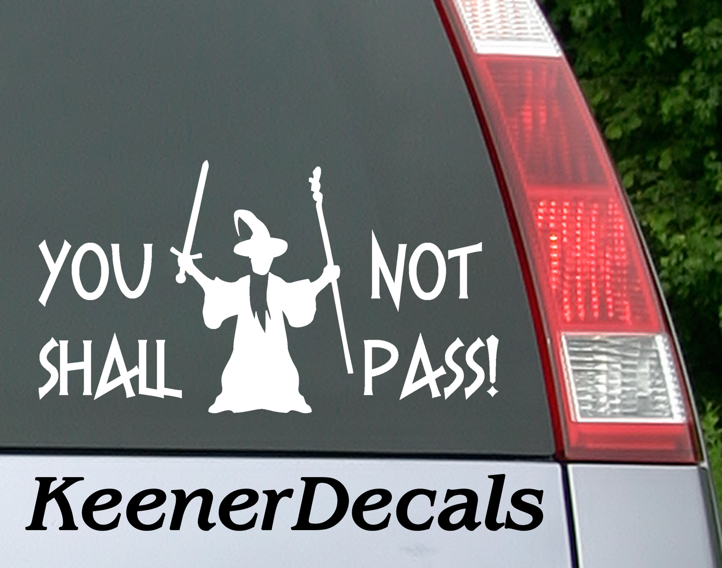 You Shall Not Pass - Vinyl Car Decal Bumper Sticker. For the movie fan that wants to be a little cheeky. This car decal will put a smile on the faces of the people behind you on the road.  6.5"W x 3.5"H Car Decal, Car Sticker, Car Vinyl, Bumper Sticker, Vinyl Stickers, Vinyl Sticker. Lord of the Rings.